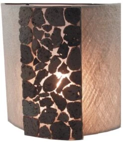 Wandlampe / Wandleuchte, In Bali Handgefertigt Aus Naturmaterial, Lavastein - Modell Cleopatra Stone - 30x30x12 Cm