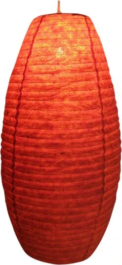 Ovaler Lokta Papierlampenschirm, Hängelampe Coronada Blümchen - Orange - 52x29x29 Cm