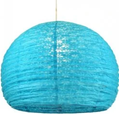 Halbrunder Lokta Papierlampenschirm, Boho Hängelampe Coronada Ø 40 Cm - Türkis -Laden Für Heimbeleuchtung xtan3 18dsc02471