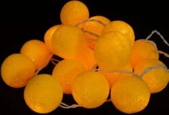 Stoff Ball Lichterkette, LED Kugel Lampion Lichterkette - Gelb