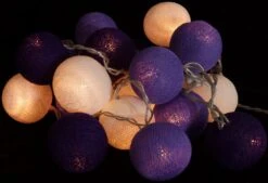 Stoff Ball Lichterkette, LED Kugel Lampion Lichterkette - Lila