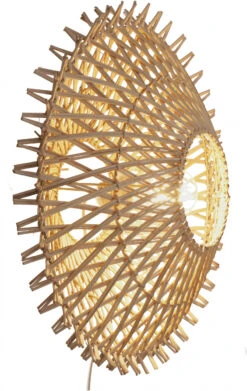 Wandlampe / Wandleuchte, In Bali Handgefertigt Aus Naturmaterial, Rattan - Modell Makana - 45x45x18 Cm