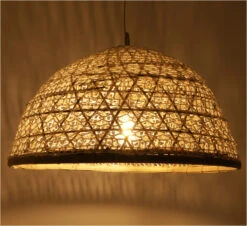Deckenlampe / Deckenleuchte, In Bali Handgemacht Aus Naturmaterial, Rattan, Bambus, Baumwolle - Modell Hermine - 35x49x49 Cm -Laden Für Heimbeleuchtung xtan52651 t 11 21 lampe 2 23 8