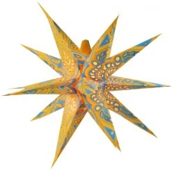 Faltbarer Advents Leucht Papierstern, 3D Weihnachtsstern - Multipointer Menoris Gelb - 60x60x60 Cm Ø60 Cm