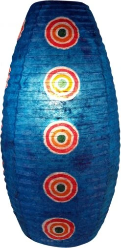 Ovaler Lokta Papierlampenschirm, Hängelampe Coronada Retro - Blau - 52x29x29 Cm