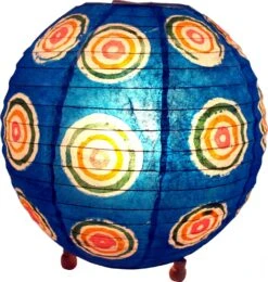 Coronada Round Reispapier Tischlampe Retro 40 Cm - Blau