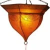 Henna - Leder Deckenlampe / Deckenleuchte - Mali Orange - 34x41x41 Cm