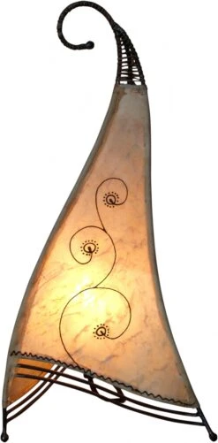 Hennalampe, Leder Tischlampe / Tischleuchte - Bangsal - Weiß - 45x24x21 Cm