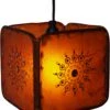 Henna - Leder Deckenleuchte / Pendelleuchte Karachi - Orange - 16x16x16 Cm -Laden Für Heimbeleuchtung xtanp5262774