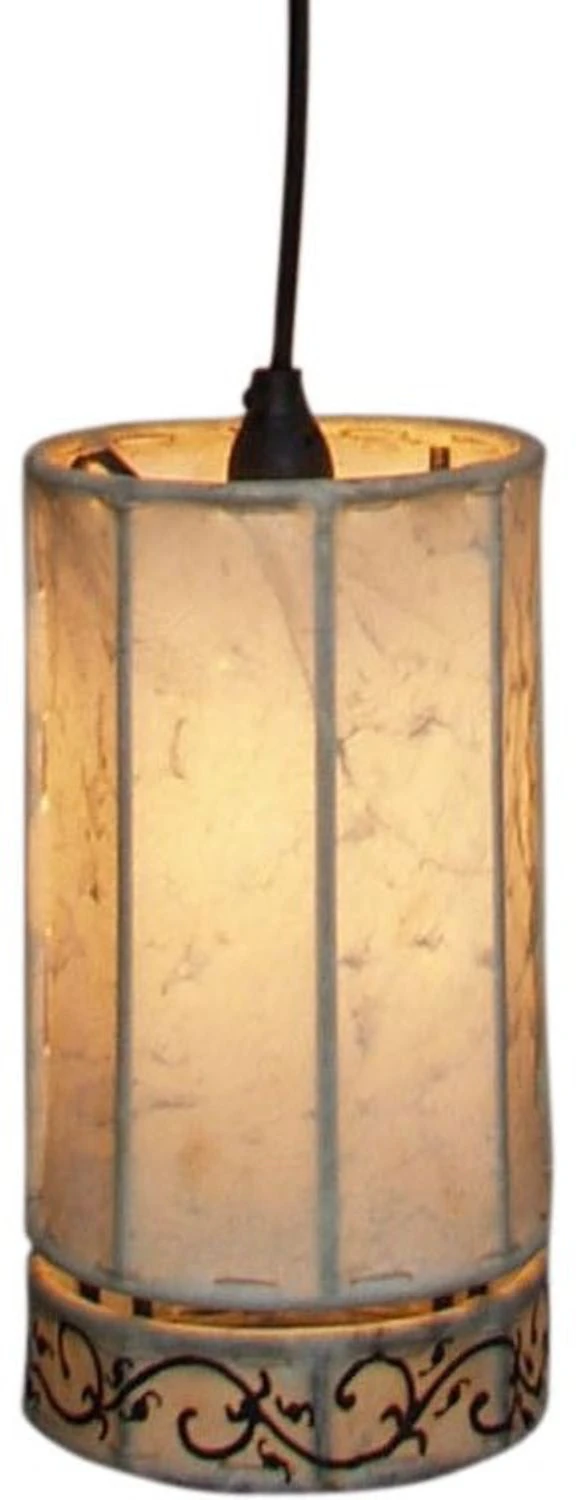 Henna - Leder Deckenleuchte / Pendelleuchten Bengalia - Weiß - 25x13x13 Cm 3 Henna - Leder Deckenleuchte / Pendelleuchten Bengalia - Weiß - 25x13x13 Cm