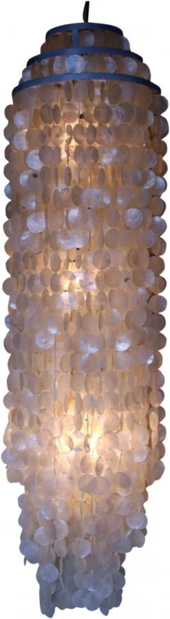Deckenlampe / Deckenleuchte, Muschelleuchte Aus Hunderten Capiz, Perlmutt Plättchen - Modell Samos - 150x40x40 Cm
