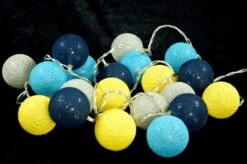 Stoff Ball Lichterkette, LED Kugel Lampion Lichterkette - Grau/blau/gelb -Laden Für Heimbeleuchtung xtant 7 16dsc02379