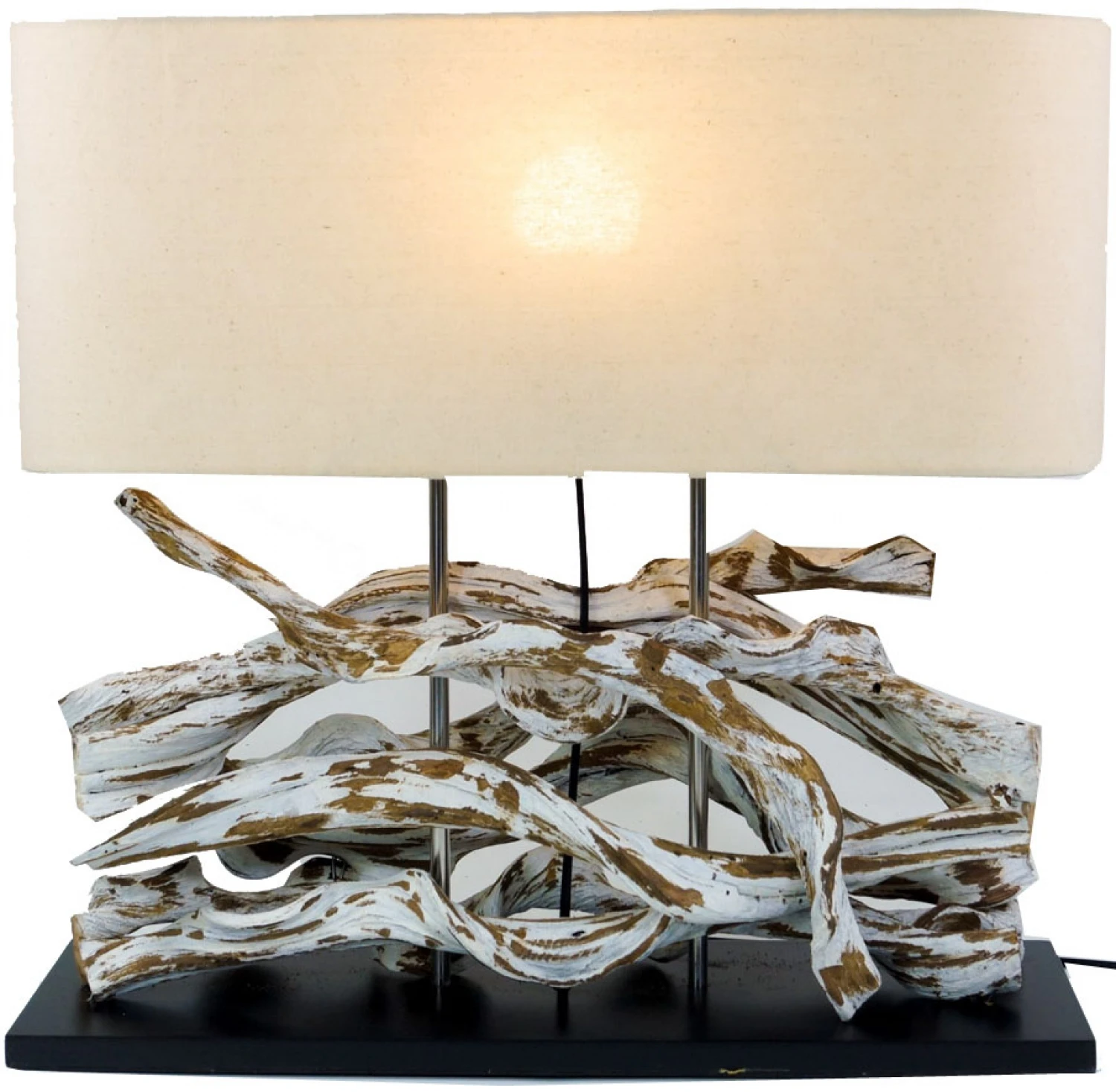 Tischlampe / Tischleuchte, Handgefertigtes Unikat Aus Naturmaterial, Holz, Baumwolle - Modell Marimbula - 46x50x16 Cm 5 Tischlampe / Tischleuchte, Handgefertigtes Unikat Aus Naturmaterial, Holz, Baumwolle - Modell Marimbula - 46x50x16 Cm – Bild 3