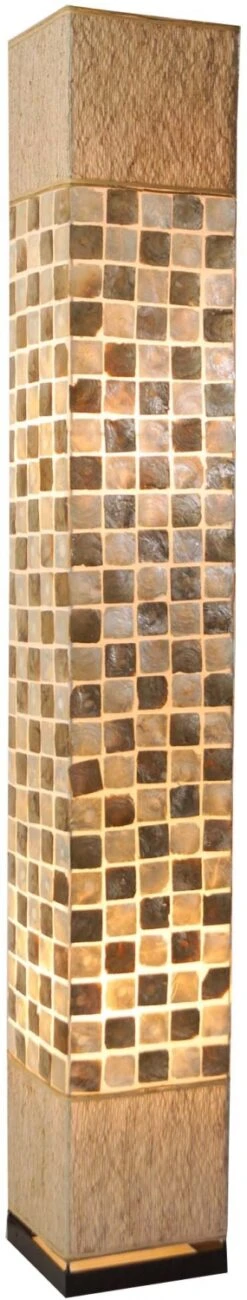 Stehlampe / Stehleuchte, In Bali Handgemacht Aus Naturmaterial, Kokosfaser, Capiz / Perlmutt - Modell Caracas - 150x22x22 Cm
