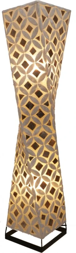 Stehlampe / Stehleuchte, In Bali Handgemacht Aus Naturmaterial, Capiz / Perlmutt - Modell Tango - 100x20x20 Cm