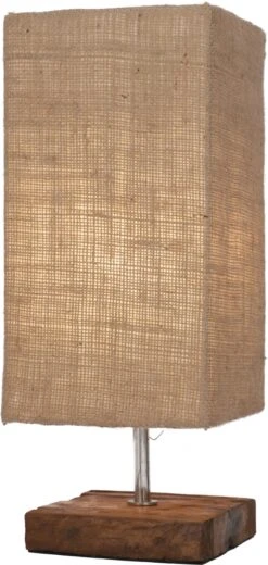 Tischlampe / Tischleuchte, In Bali Handgemacht Aus Naturmaterial - Modell Alabama - 41x17x17 Cm