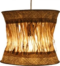 Runde Boho Papier Hängelampe, Lokta Papierlampenschirm Annapurna, Handgeschöpftes Papier - Beige - 25x28x28 Cm Ø28 Cm