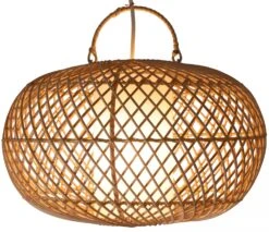Deckenlampe / Deckenleuchte, In Bali Handgemacht Aus Naturmaterial, Rattan - Modell Malaga - 22x38x38 Cm Ø38 Cm
