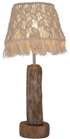 Tischleuchte / Tischlampe, Treibholz, Makramee, In Bali Handgemacht Aus Naturmaterial - Modell Malibu - 55x26x26 Cm