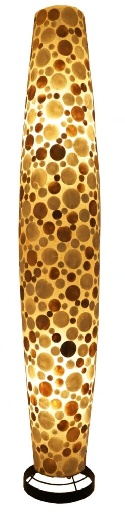 Stehlampe / Stehleuchte, In Bali Handgemacht Aus Naturmaterial, Capiz / Perlmutt - Modell Apollo-capiz - 150x26x26 Cm