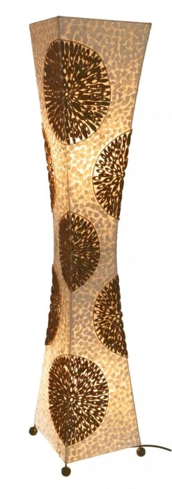 Stehlampe / Stehleuchte, In Bali Handgemacht Aus Naturmaterial, Capiz / Perlmutt - Modell Mambo - 110x24x24 Cm