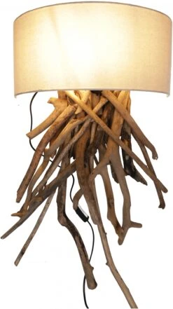 Wandlampe / Wandleuchte / Wandleuchte, In Bali Handgefertigt Aus Naturmaterial, Treibholz, Baumwolle - Modell Minka - 75x40x20 Cm