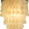 Deckenlampe / Deckenleuchte, Muschelleuchte Aus Hunderten Capiz, Perlmutt Plättchen - Modell Tikal - 66x40x40 Cm Ø40 Cm