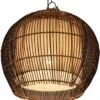 Deckenlampe / Deckenleuchte, In Bali Handgemacht Aus Naturmaterial, Rattan, Baumwolle - Modell Camilio - 34x37x37 Cm