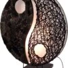 Tischlampe / Tischleuchte, In Bali Handgemacht Aus Naturmaterial, Lavastein - Modell Yin &amp; Yang Stein - 50x45x18 Cm -Laden Für Heimbeleuchtung xtantisyp5052128