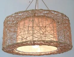 Deckenlampe / Deckenleuchte, In Bali Handgemacht Aus Naturmaterial, Rattan, Sisal - Modell Simba - 20x50x50 Cm Ø50 Cm