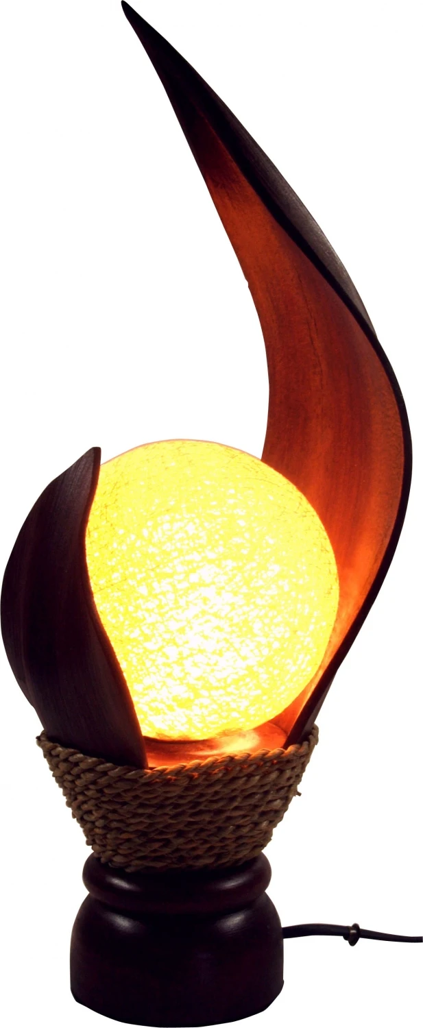 Palmenblatt Tischlampe / Tischleuchte, In Bali Handgemacht Aus Naturmaterial, Palmholz - Modell Livia2 - 35x18x18 Cm 3 Palmenblatt Tischlampe / Tischleuchte, In Bali Handgemacht Aus Naturmaterial, Palmholz - Modell Livia2 - 35x18x18 Cm