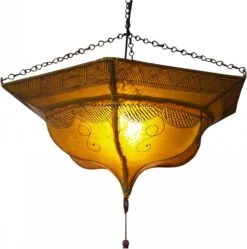 Henna - Leder Deckenlampe / Deckenleuchte - Tuareg Weiß - 20x50x50 Cm -Laden Für Heimbeleuchtung xtantuareggelb