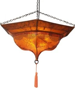 Henna - Leder Deckenlampe / Deckenleuchte - Tuareg Orange - 20x50x50 Cm