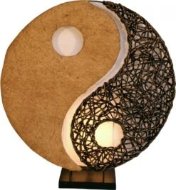 Tischlampe / Tischleuchte Yin &amp; Yang, In Bali Handgemacht Aus Naturmaterial, Sisal, Rattan - 50x45x18 Cm -Laden Für Heimbeleuchtung xtanyingyang