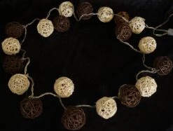 Rattan Ball LED Kugel Lampion Lichterkette - Braun/weiß -Laden Für Heimbeleuchtung xtaus11 14dsc04626