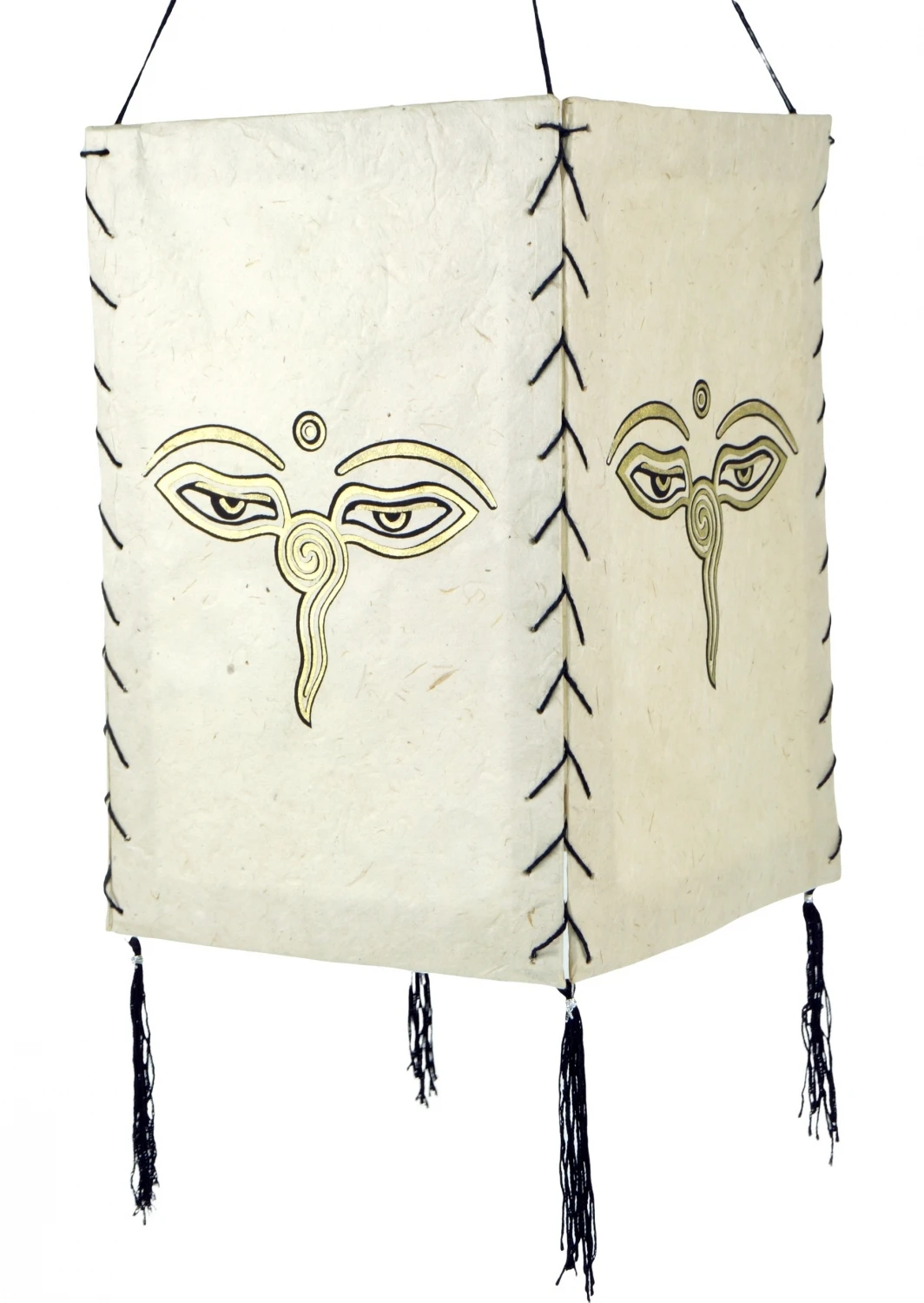 Lokta Papier Hänge Lampenschirm, Deckenleuchte Aus Handgeschöpftem Papier - Buddhas Augen Weiß - 28x18x18 Cm 4 Lokta Papier Hänge Lampenschirm, Deckenleuchte Aus Handgeschöpftem Papier - Buddhas Augen Weiß - 28x18x18 Cm – Bild 2