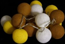 Stoff Ball Lichterkette, LED Kugel Lampion Lichterkette - Gelb/braun/weiß -Laden Für Heimbeleuchtung xtaus4 14dsc01170 1