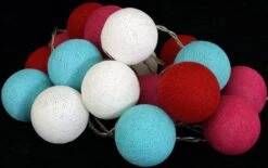 Stoff Ball Batterielichterkette 3xAA LED Kugel Lichterkette - Türkis/weiß/rot -Laden Für Heimbeleuchtung xtaus4 14dsc01196