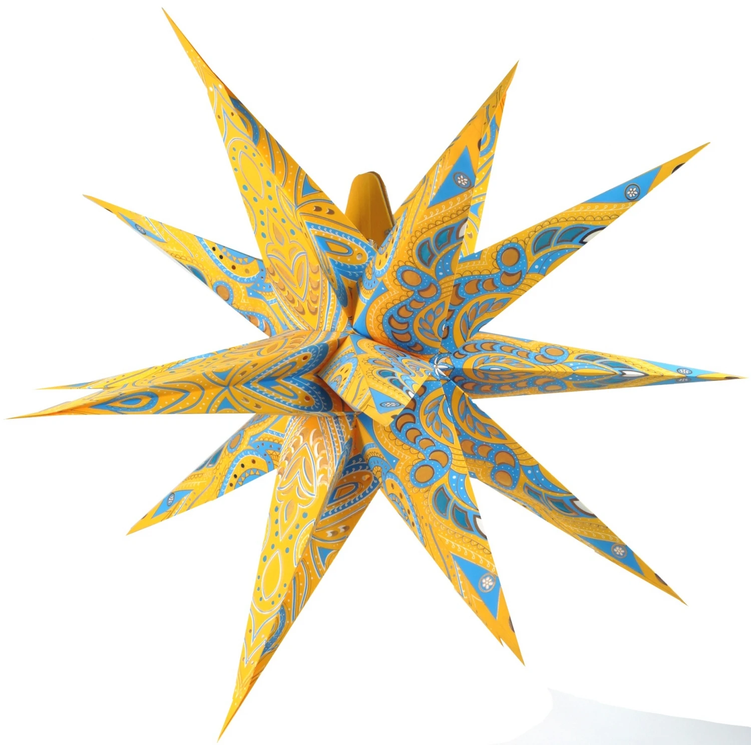 Faltbarer Advents Leucht Papierstern, 3D Weihnachtsstern - Multipointer Menoris Gelb - 60x60x60 Cm Ø60 Cm 4 Faltbarer Advents Leucht Papierstern, 3D Weihnachtsstern - Multipointer Menoris Gelb - 60x60x60 Cm Ø60 Cm – Bild 2