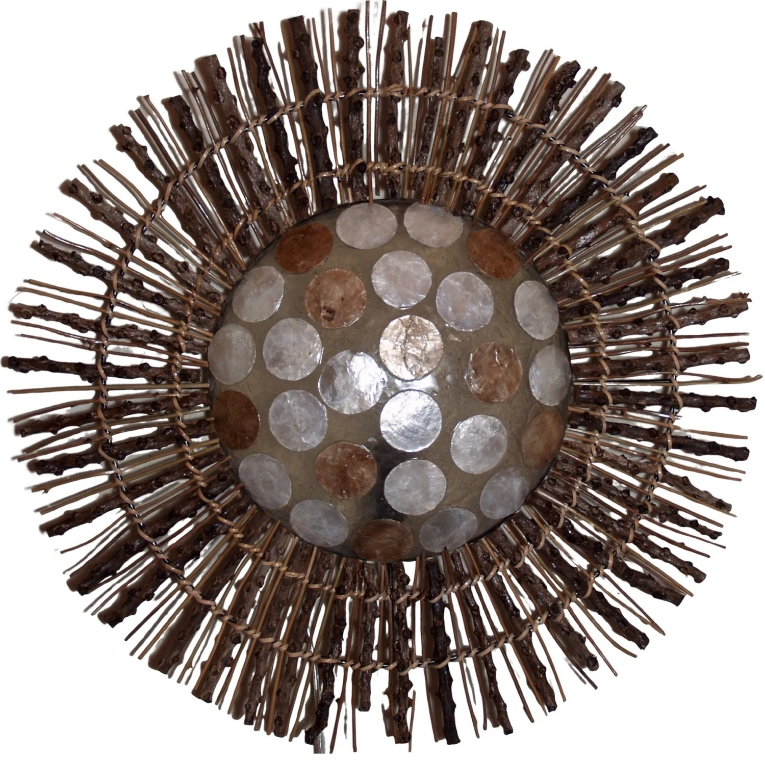 Wandlampe / Wandleuchte, In Bali Handgefertigt Aus Naturmaterial, Capiz, Perlmutt Plättchen - Modell Tamino Wall - 50x50x15 Cm 4 Wandlampe / Wandleuchte, In Bali Handgefertigt Aus Naturmaterial, Capiz, Perlmutt Plättchen - Modell Tamino Wall - 50x50x15 Cm – Bild 2