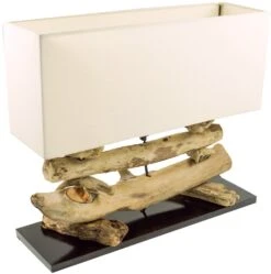 Tischlampe / Tischleuchte, Handgefertigt In Bali, Treibholz, Baumwolle, Unikat - Modell Malacoota - 43x50x17 Cm -Laden Für Heimbeleuchtung xtaust 12 15 lampen 4.7.16 10 von 34