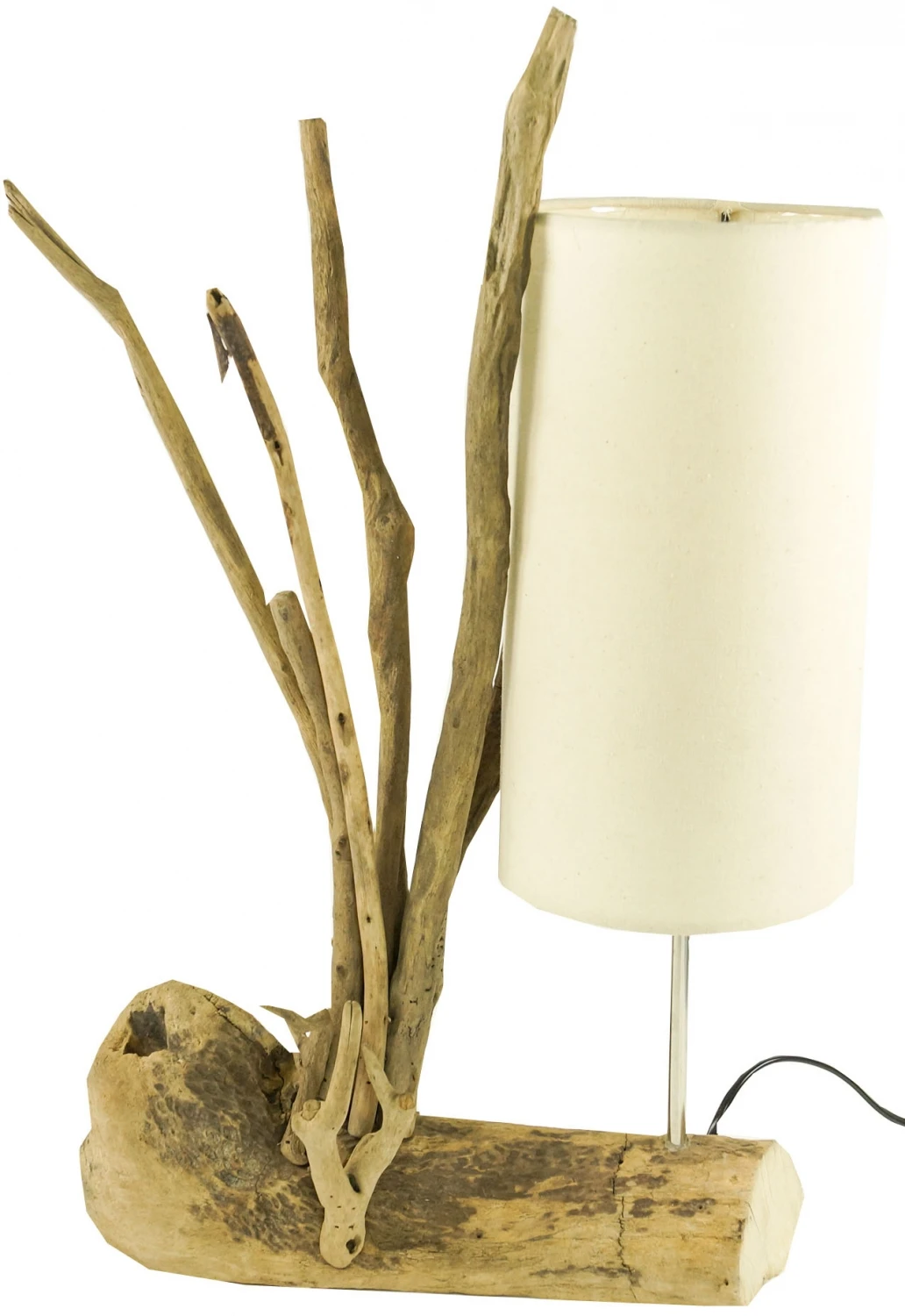 Tischleuchte / Tischlampe, Handgefertigt In Bali, Treibholz, Baumwolle - Modell Madura - 60x40x17 Cm 4 Tischleuchte / Tischlampe, Handgefertigt In Bali, Treibholz, Baumwolle - Modell Madura - 60x40x17 Cm – Bild 2