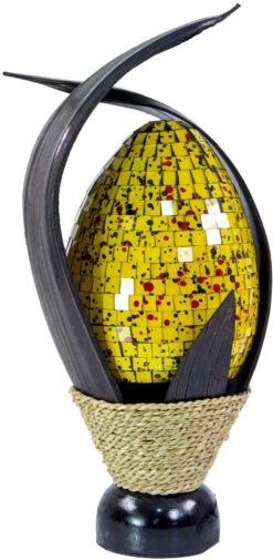 Tischlampe / Tischleuchte, Handgemacht In Bali, Palmholz, Glasmosaik - Modell Tandori - 39x25x16 Cm -Laden Für Heimbeleuchtung xtaust 77 17lampen 47