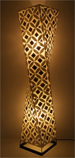 Stehlampe / Stehleuchte, In Bali Handgemacht Aus Naturmaterial, Capiz / Perlmutt - Modell Tango - 100x20x20 Cm -Laden Für Heimbeleuchtung xtaustisy 18 1lampen bali neu 9