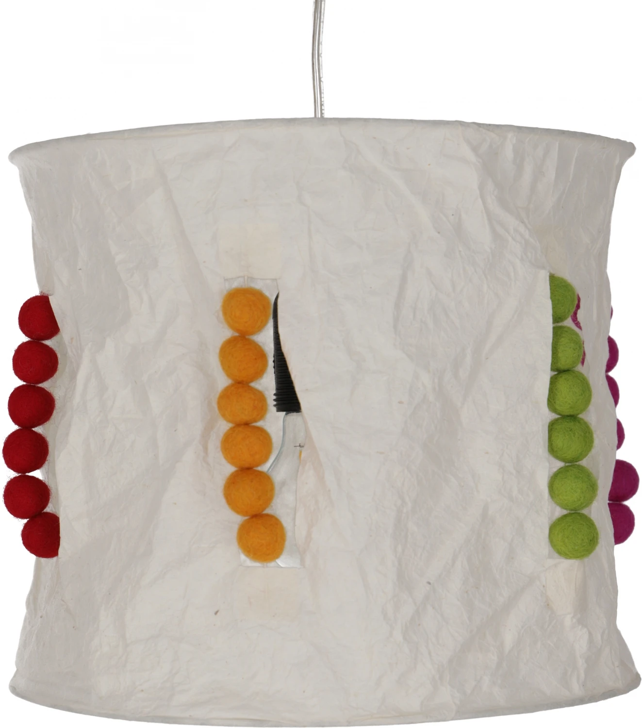 Runde Boho Papier Hängelampe, Lokta Papierlampenschirm Annapurna, Handgeschöpftes Papier - Natur/bunt - 25x28x28 Cm Ø28 Cm 4 Runde Boho Papier Hängelampe, Lokta Papierlampenschirm Annapurna, Handgeschöpftes Papier - Natur/bunt - 25x28x28 Cm Ø28 Cm – Bild 2