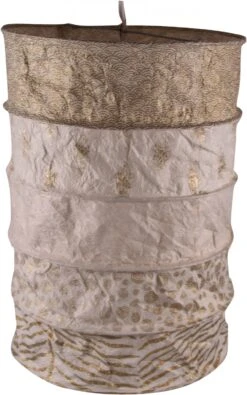 Runde Papier Hängelampe, Lokta Papierlampenschirm Everest, Handgeschöpftes Papier - Beige - 40x28x28 Cm