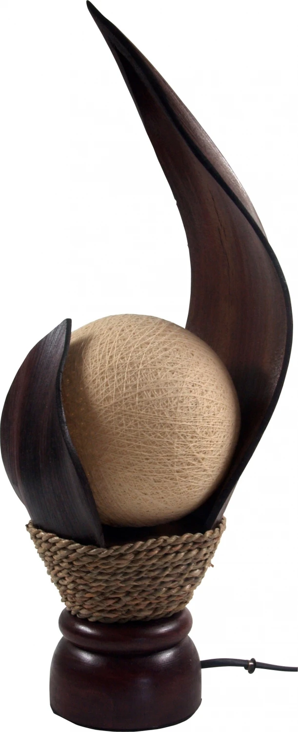 Palmenblatt Tischlampe / Tischleuchte, In Bali Handgemacht Aus Naturmaterial, Palmholz - Modell Livia2 - 35x18x18 Cm 4 Palmenblatt Tischlampe / Tischleuchte, In Bali Handgemacht Aus Naturmaterial, Palmholz - Modell Livia2 - 35x18x18 Cm – Bild 2