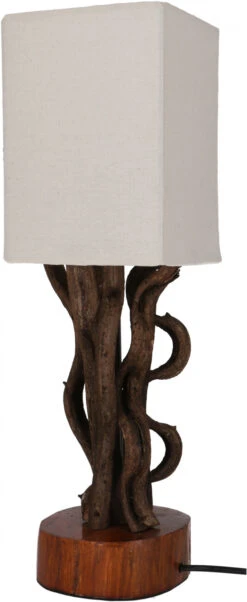 Tischleuchte / Tischlampe, In Bali Handgemachtes Unikat Aus Naturmaterial, Treibholz, Baumwolle - Modell Limes - 48x15x15 Cm -Laden Für Heimbeleuchtung xtauswerlampe 10 08 3